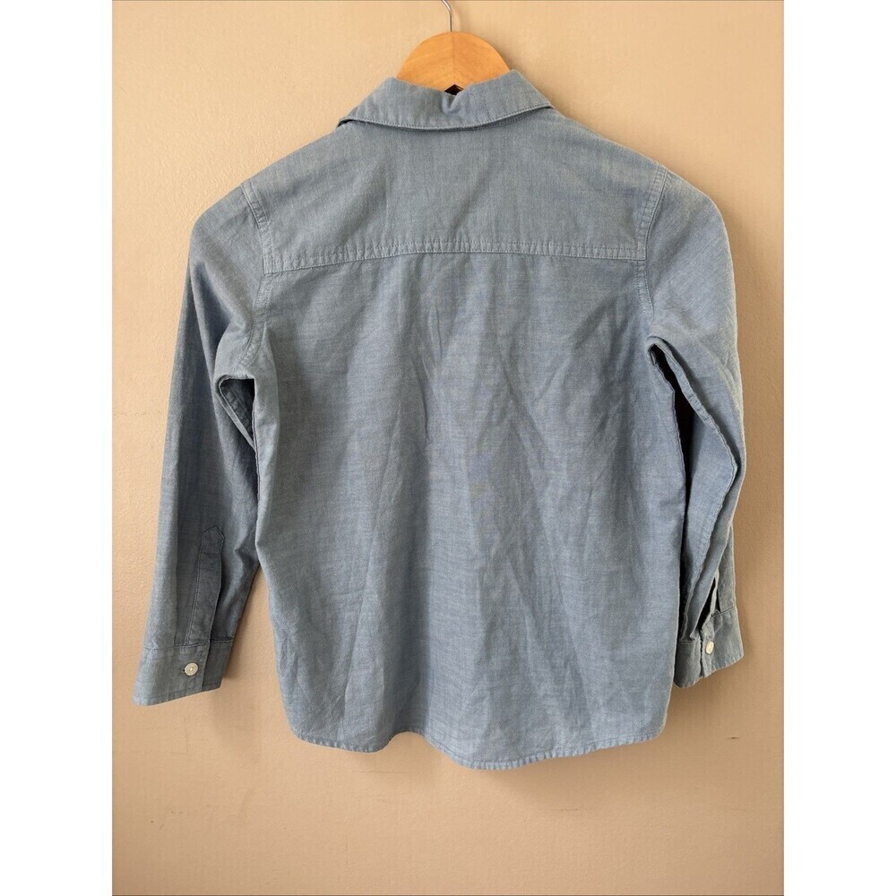 GAP Kids Boys Size M 8 Blue Oxford Long Sleeve Button Down 100% Cotton Shirt - Picture 7 of 7
